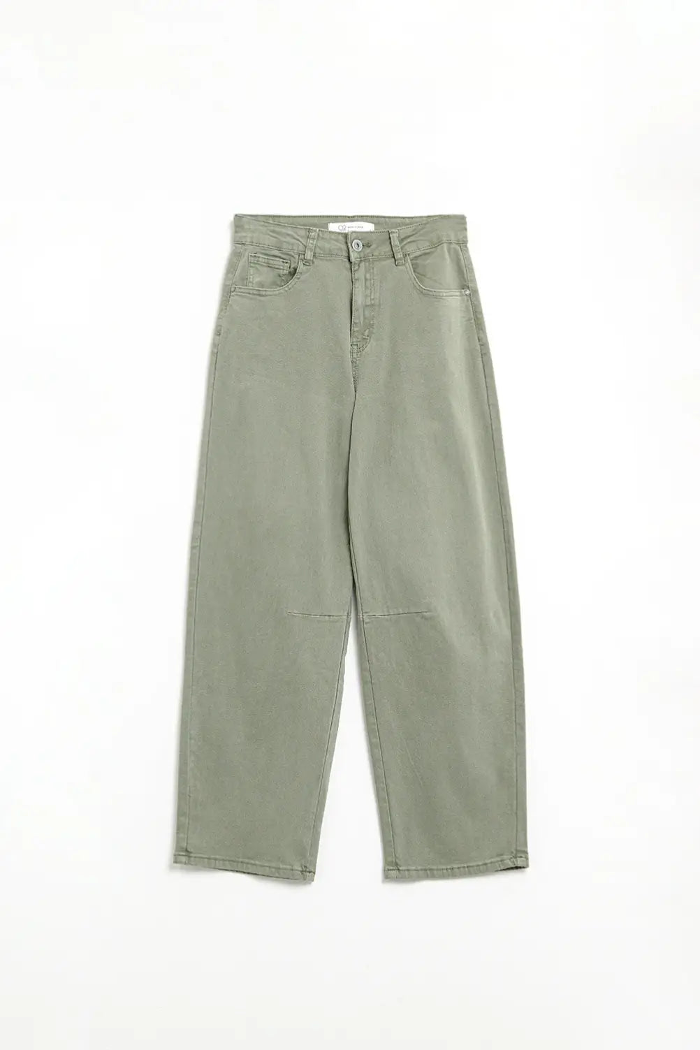 Straight Ankle-Length Pants in khaki with Knee Seam Detail - Colored Jeans
