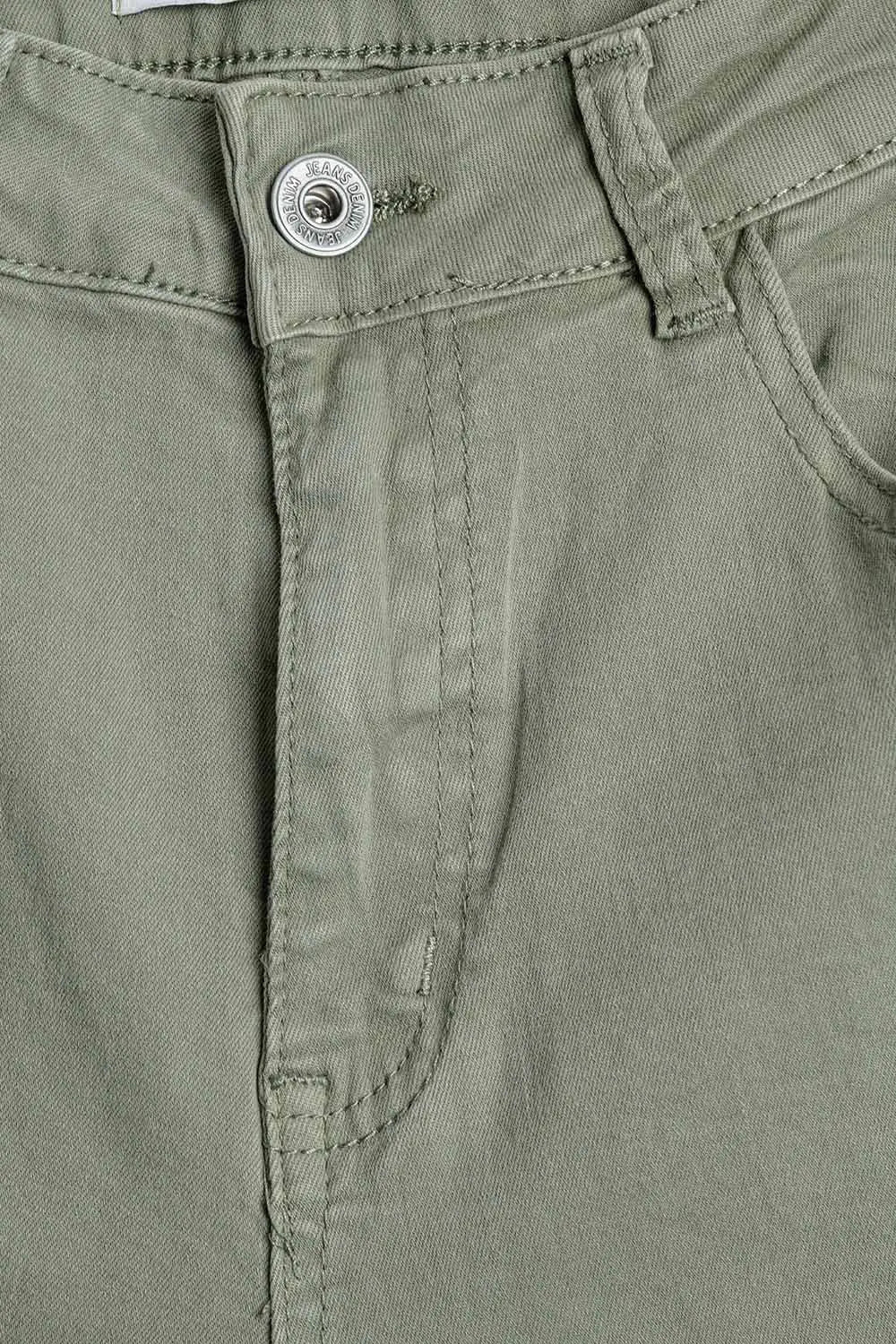 Straight Ankle-Length Pants in khaki with Knee Seam Detail - Colored Jeans