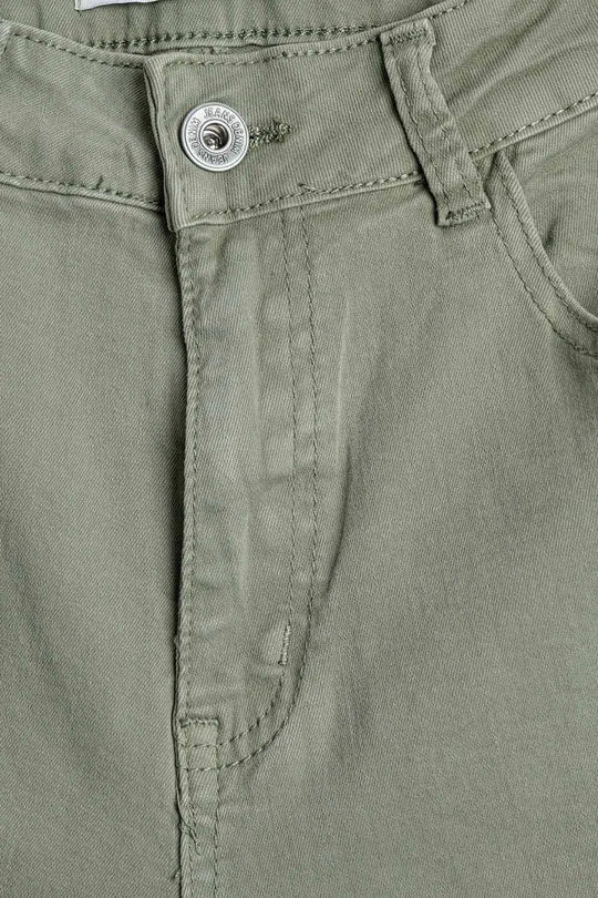 Straight Ankle-Length Pants in khaki with Knee Seam Detail - Colored Jeans