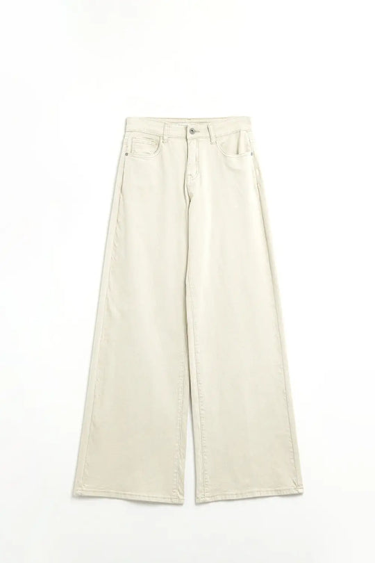 Beige Straight Pants wide leg - Colored Jeans