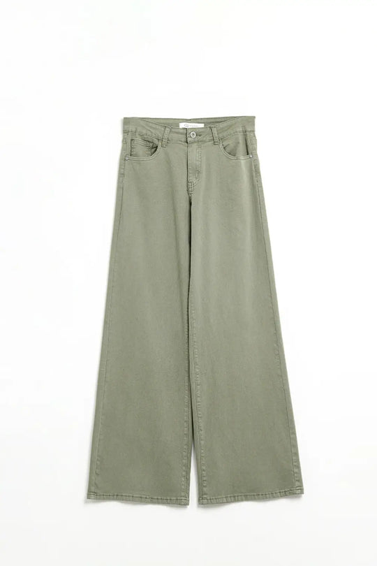 Green Straight Pants wide leg - Colored Jeans