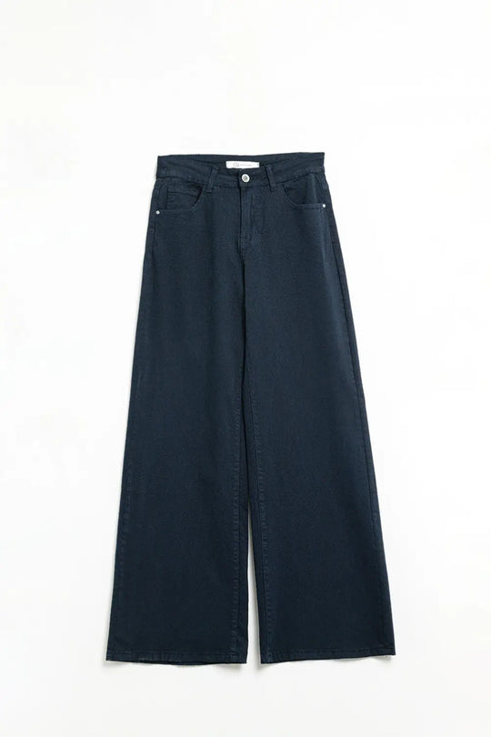 Dark blue Straight Pants wide leg - Colored Jeans