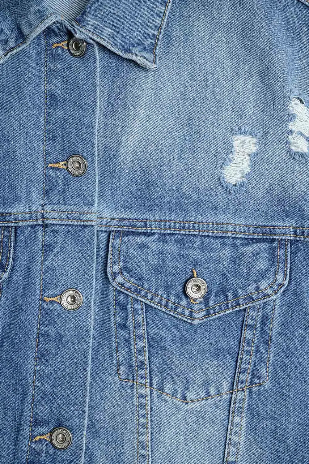 Denim Jacket with Jogging Fabric Sleeves - Jackets