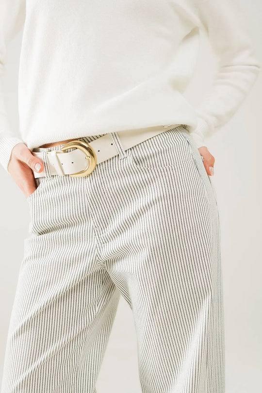 Striped pants with a straight leg in a stretch fabric - Pants