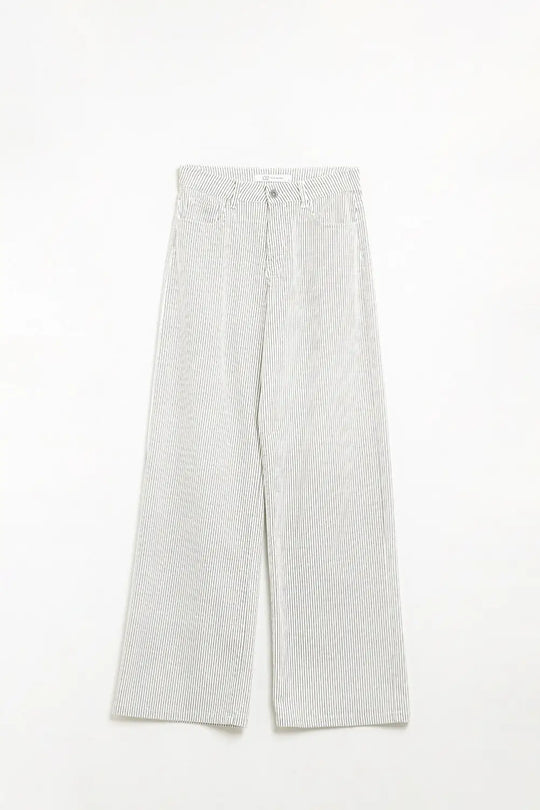 Striped pants with a straight leg in a stretch fabric - Pants