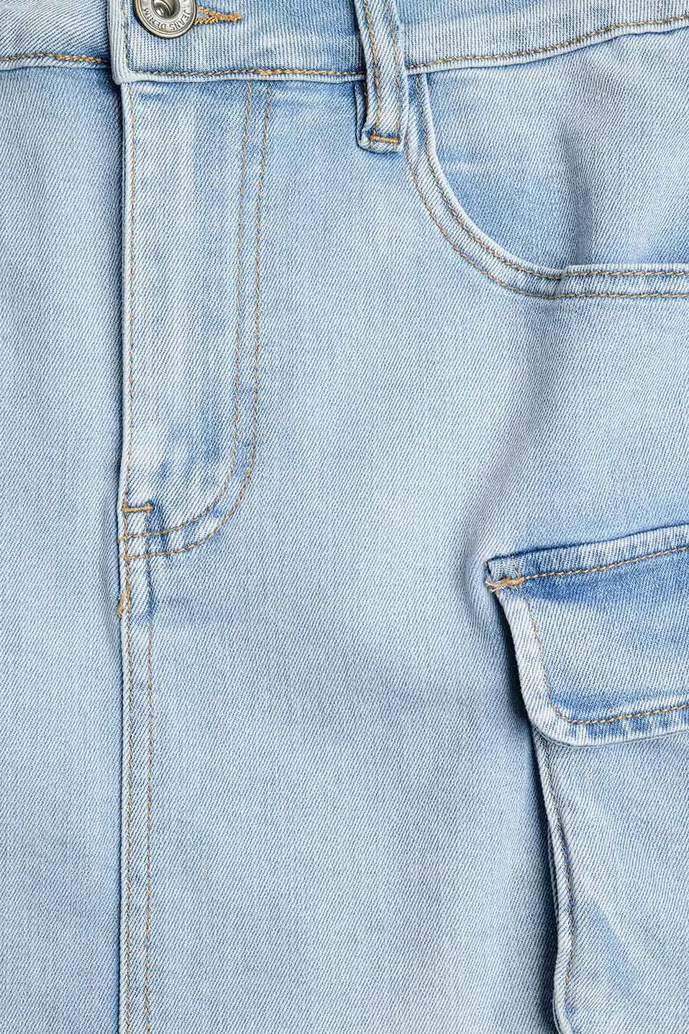 light denim mini Skirt with cargo side pockets - Skirts