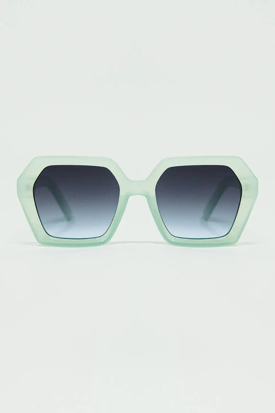 Squared green Aqua color Mirage Sunglasses - GREEN / ONE - Sunglasses