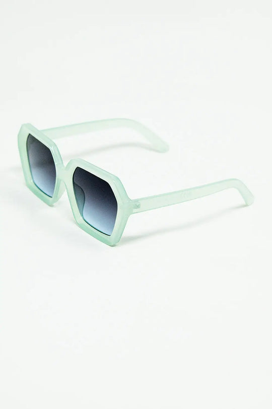 Squared green Aqua color Mirage Sunglasses - GREEN / ONE - Sunglasses