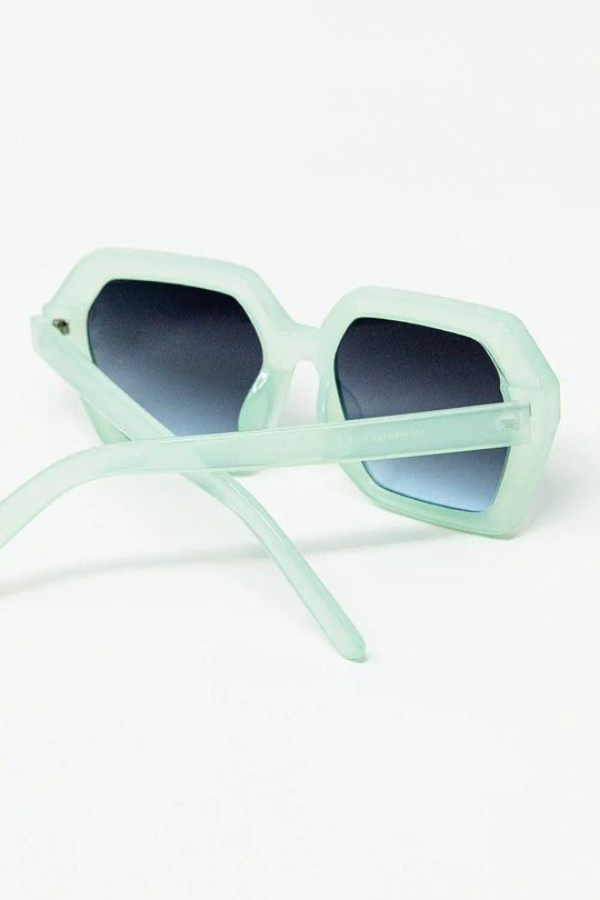 Squared green Aqua color Mirage Sunglasses - GREEN / ONE - Sunglasses