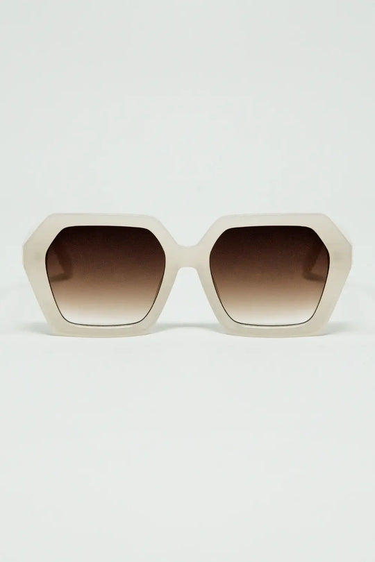 Rectangular sunglasses in white translucent color - WHITE / ONE - Sunglasses