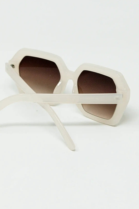 Rectangular sunglasses in white translucent color - WHITE / ONE - Sunglasses