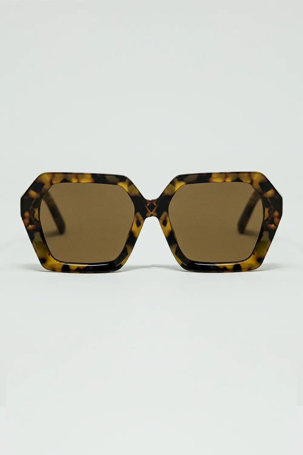 Rectangular sunglasses in brown abstract print translucent color - BROWN / ONE - Sunglasses