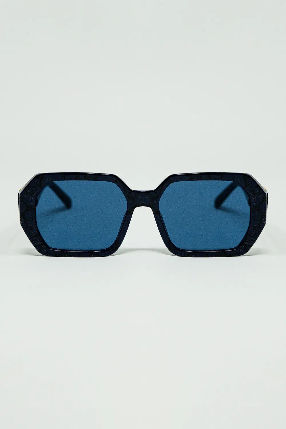 Diamond-Shaped Sunglasses In Black with Deep Blue Lenses - BLUE / ONE - Sunglasses