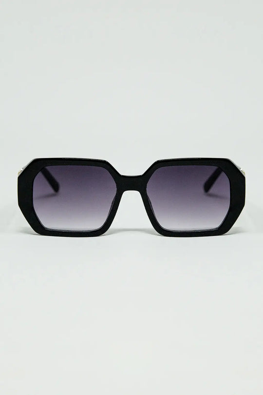 Black Diamond-Shaped Sunglasses and goldden detail - BLACK / ONE - Sunglasses