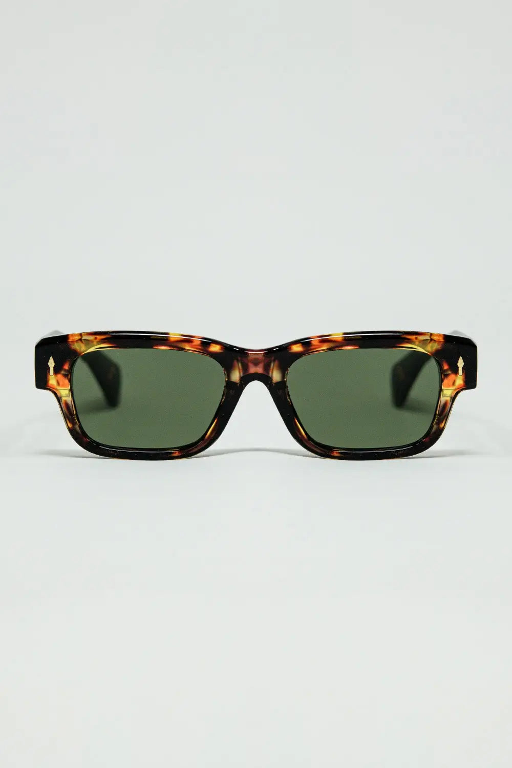 Amber Sunglasses with Dark Green Oval Lenses - BROWN / ONE - Sunglasses