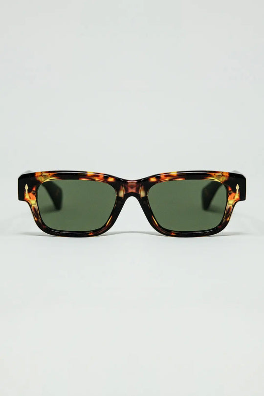 Amber Sunglasses with Dark Green Oval Lenses - BROWN / ONE - Sunglasses