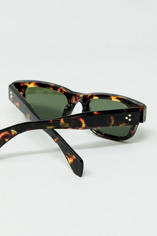 Amber Sunglasses with Dark Green Oval Lenses - BROWN / ONE - Sunglasses