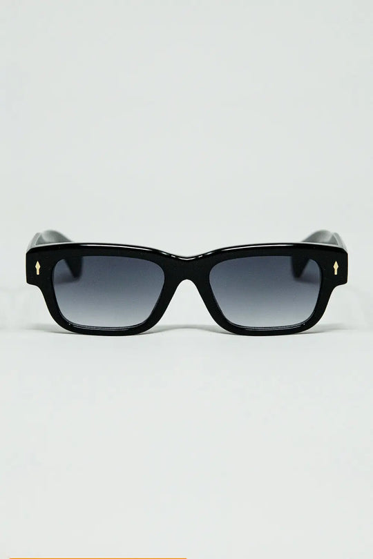 Black sunglasses with oval frame with gold detail - BLACK / ONE - Sunglasses