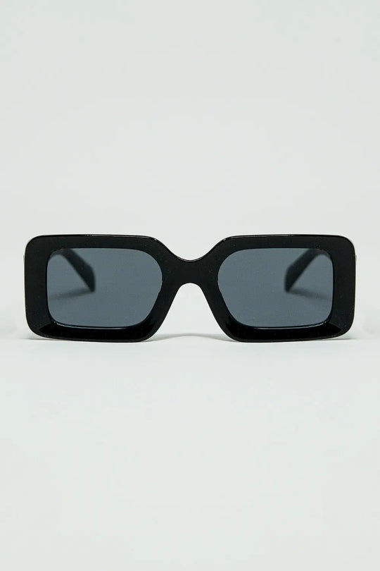Black square sunglasses with brown animal print on the side - BROWN / ONE - Sunglasses