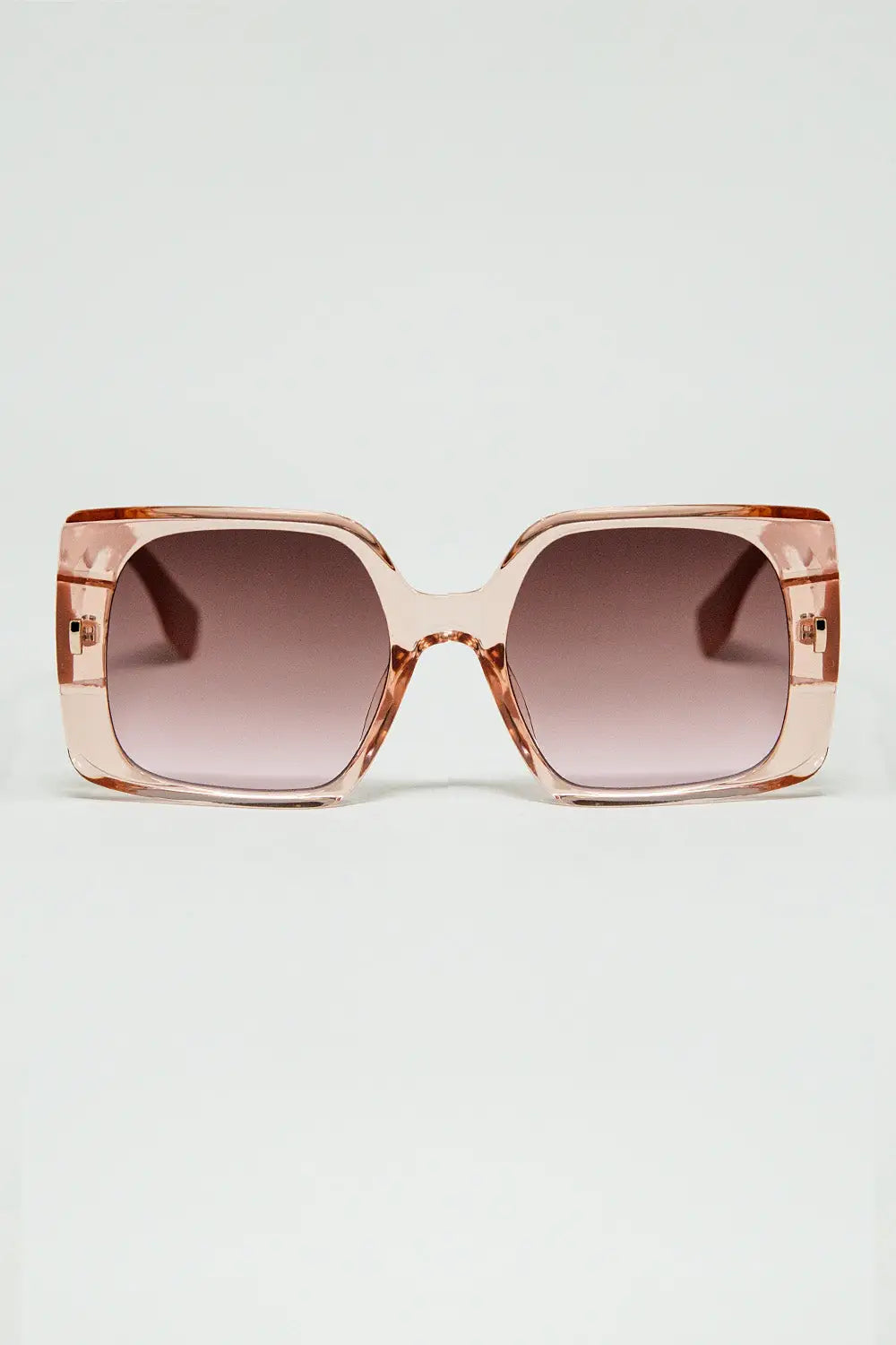 Pink square sunglasses with gold detail on the side - PINK / ONE - Sunglasses