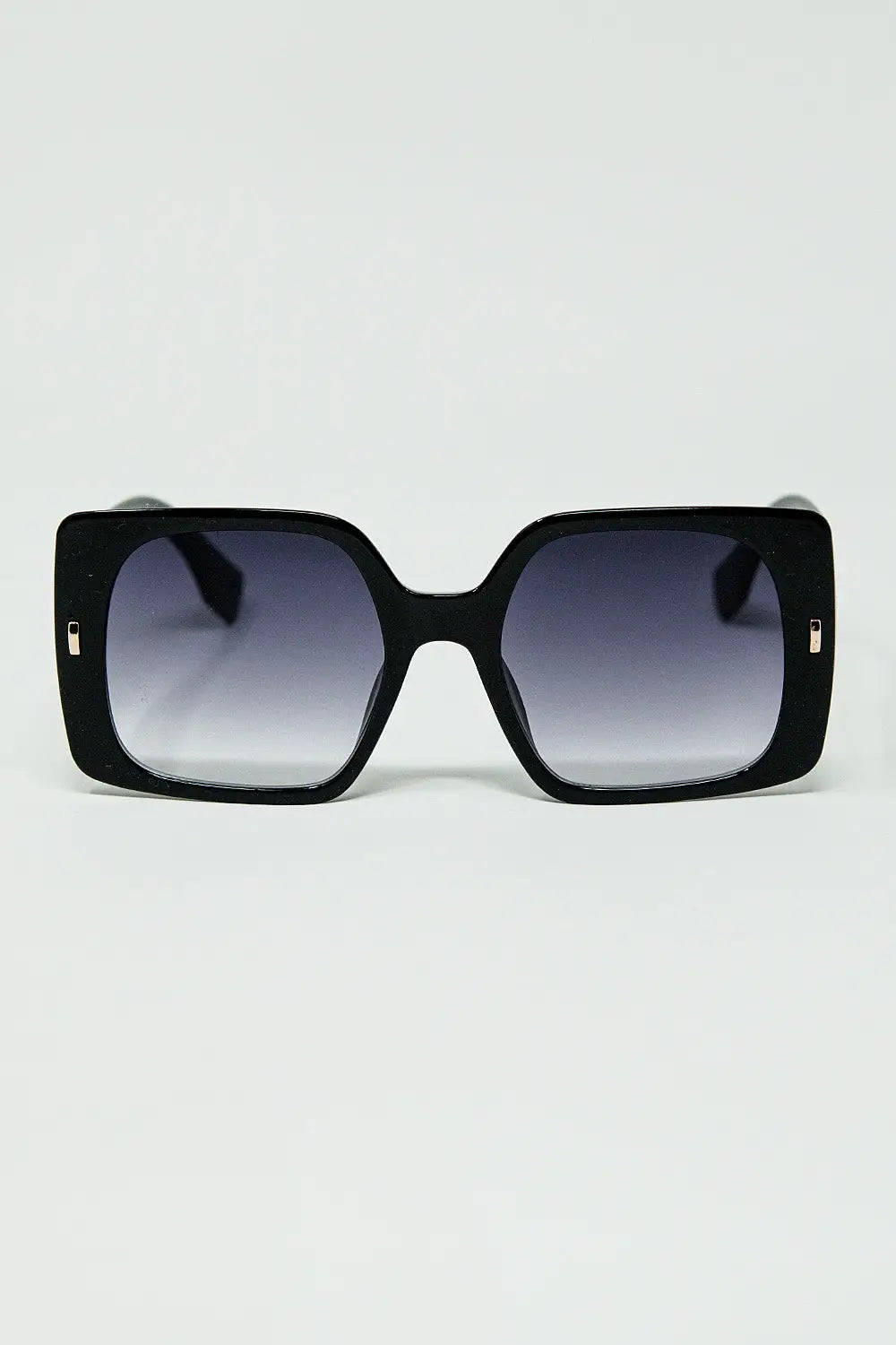 Black square sunglasses with gold detail on the side - BLACK / ONE - Sunglasses