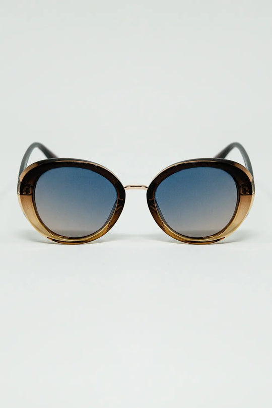 Golden Sunset Spot Oval Shaped Sunglasses - BROWN / ONE - Sunglasses