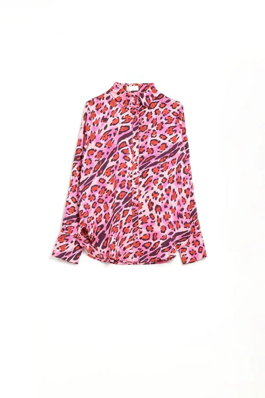 Buttoned Shirt In Fuchsia Leopard Print - Shirts