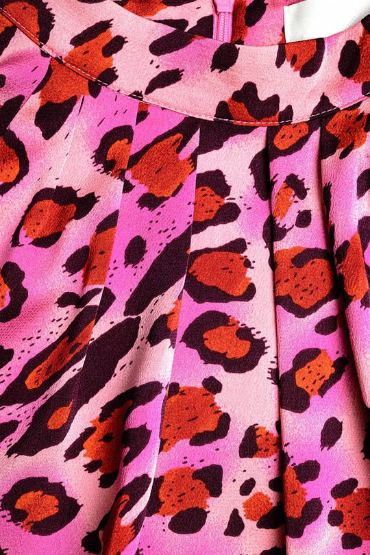 Long Sleeved Blouse In Trendy Fuchsia Leopard Print - Shirts