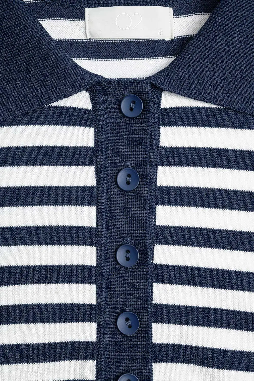 navy and White Striped Knitted Polo T-shirt - Sweaters