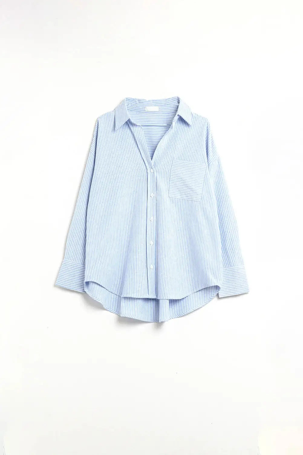 White Striped Buttoned Shirt In Blue - Shirts
