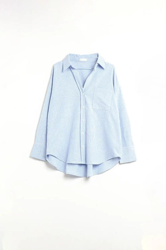 White Striped Buttoned Shirt In Blue - Shirts