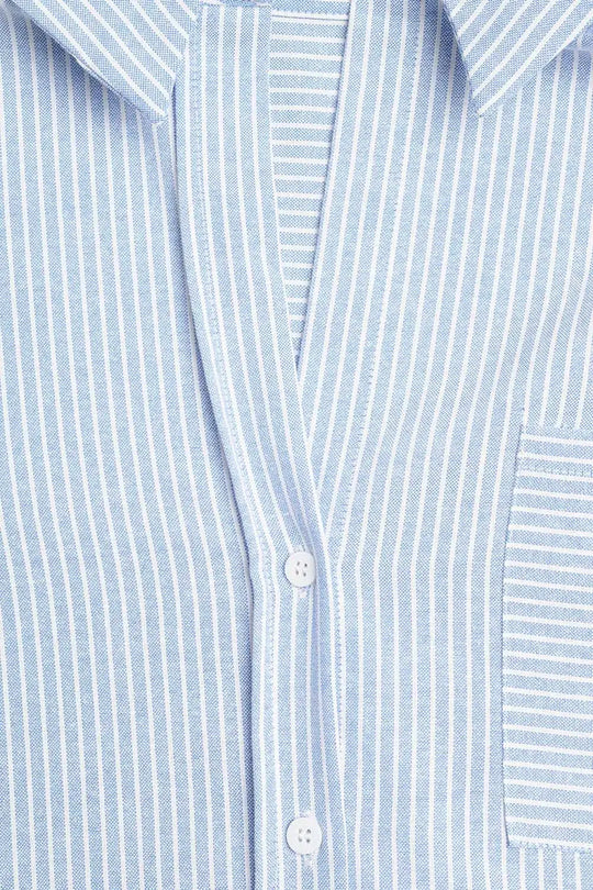 White Striped Buttoned Shirt In Blue - Shirts