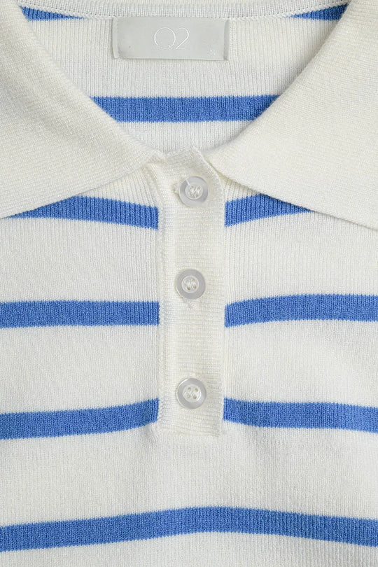 blue striped soft knit polo - Sweaters