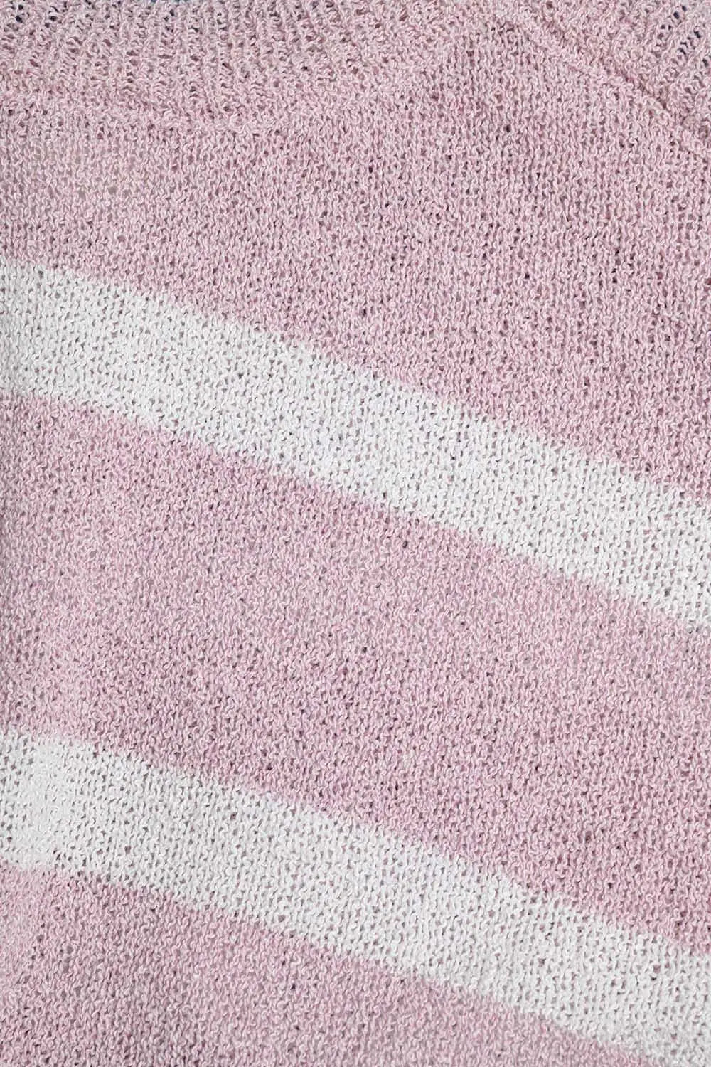Heather Sweater With Open Shoulders and Horizontal Stripes in Pink - Sweaters