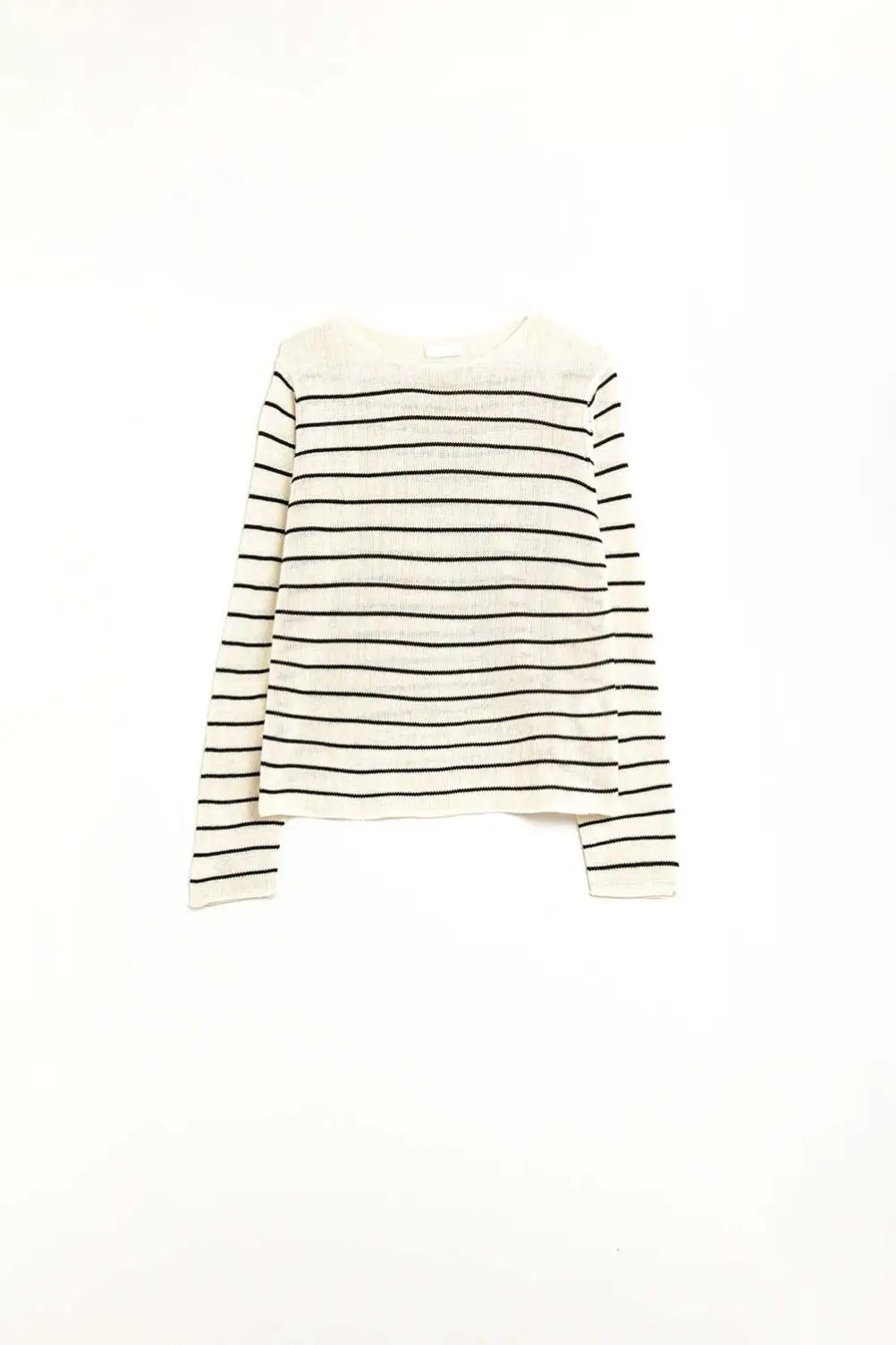 striped beige sweater made of fine knitting - Sweaters