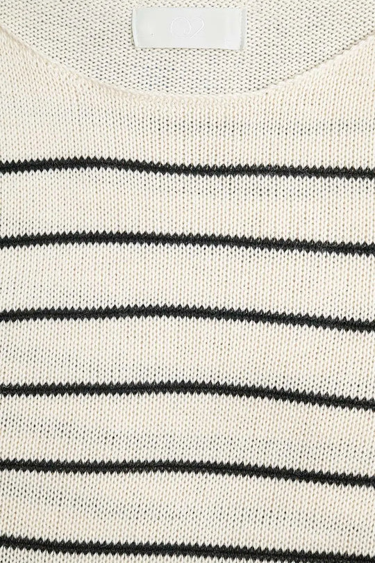 striped beige sweater made of fine knitting - Sweaters