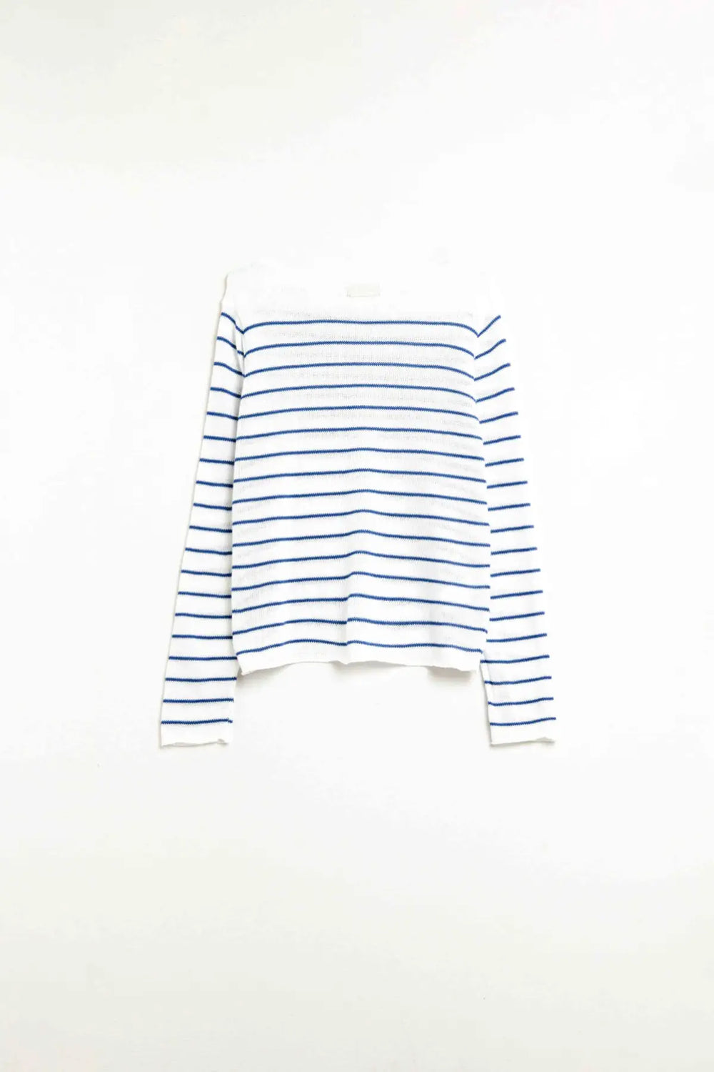 Cream sweater with blue stripes made of fine knit - Sweaters