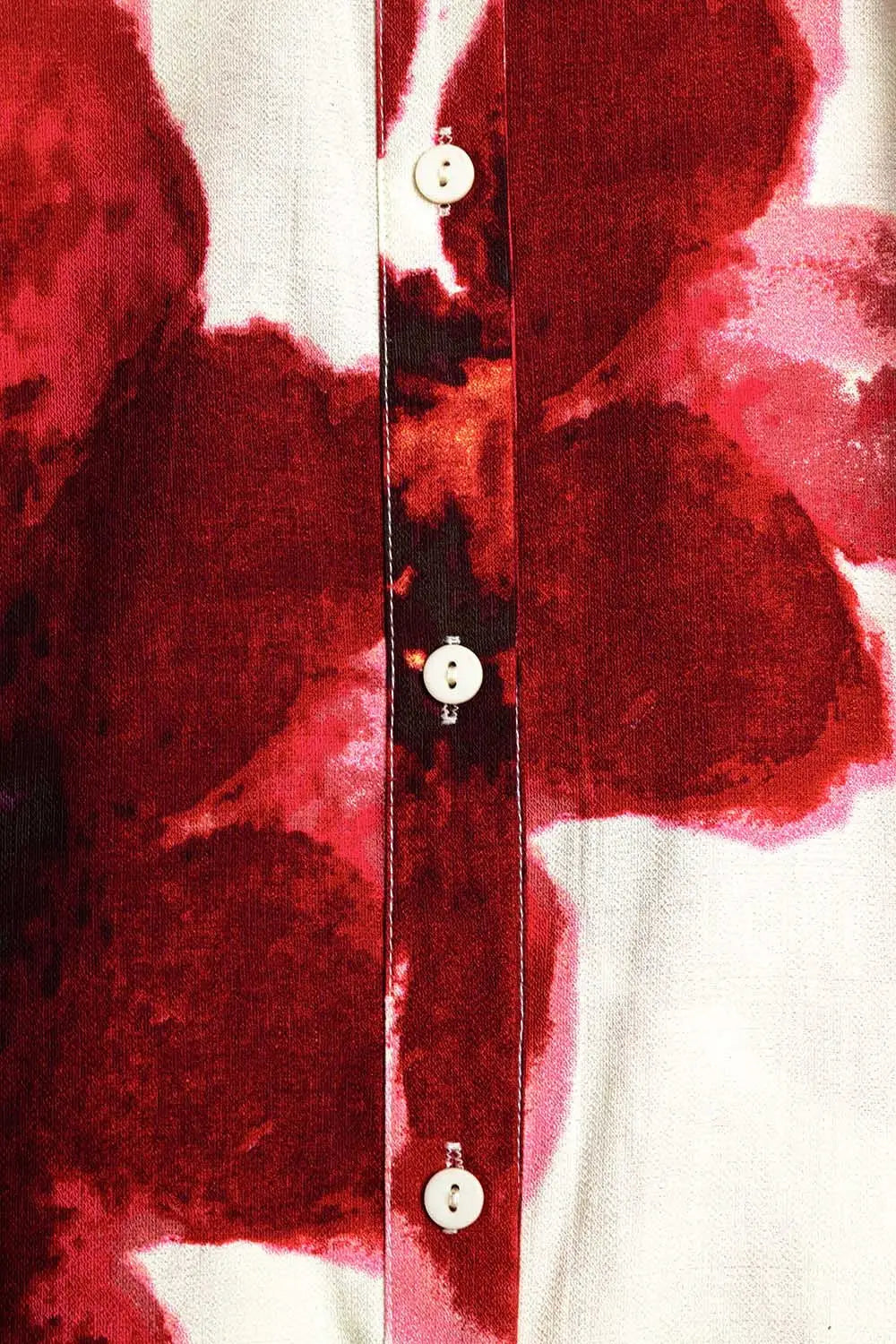 Relaxed Shirt in Beige With Red Tropical Flower Print in Red - Shirts