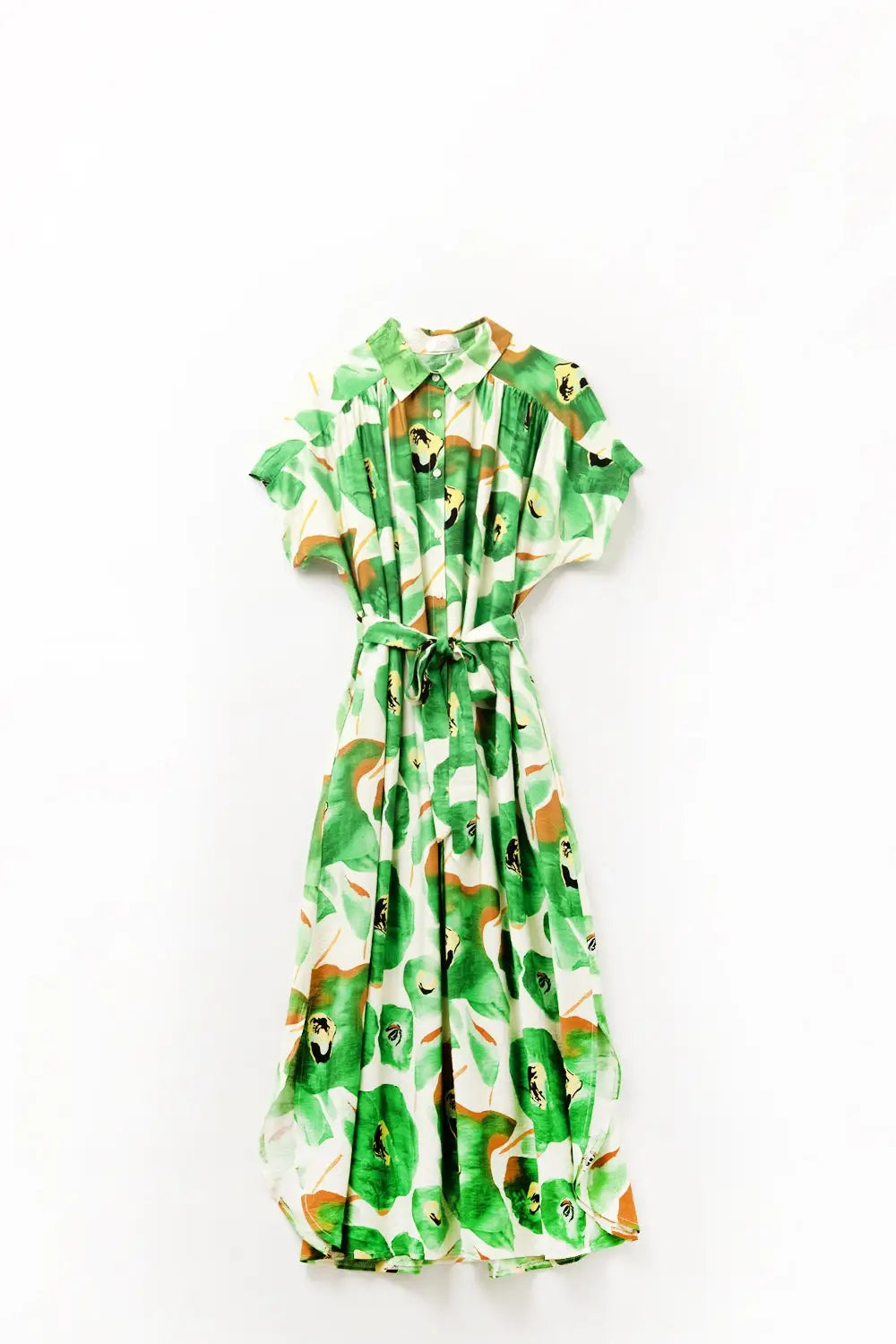 Floral Bliss Dress in Green and Warm Hues - Dresses