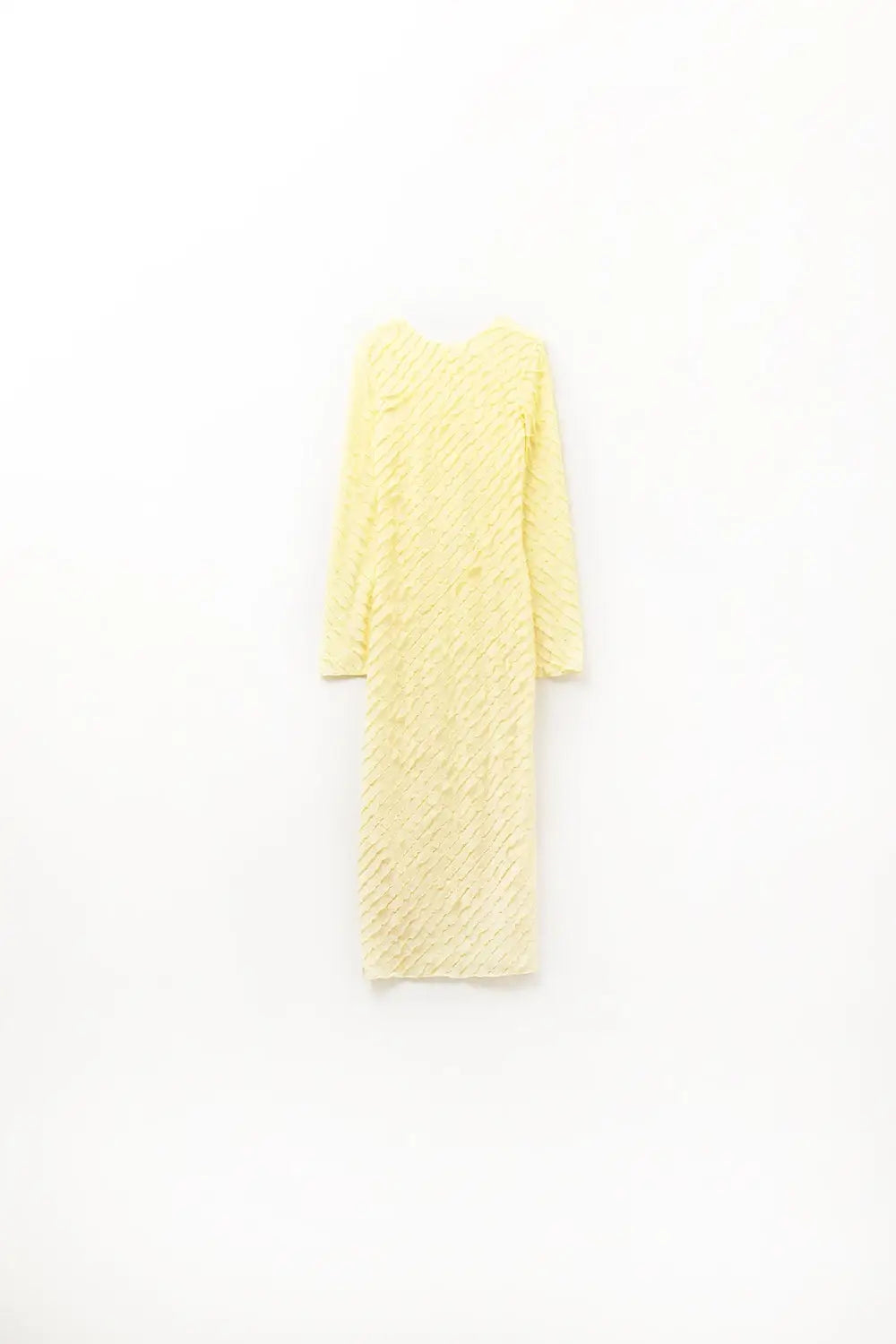 Butter Yellow Maxi Dress With Bias mini Ruffle Design - Dresses