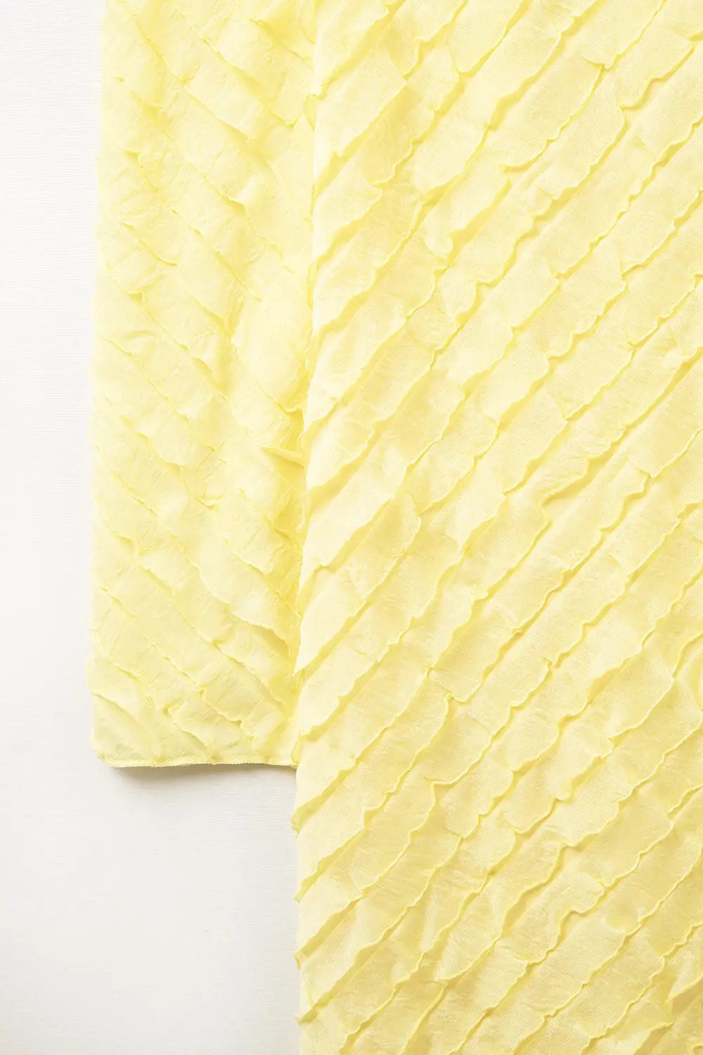 Butter Yellow Maxi Dress With Bias mini Ruffle Design - Dresses