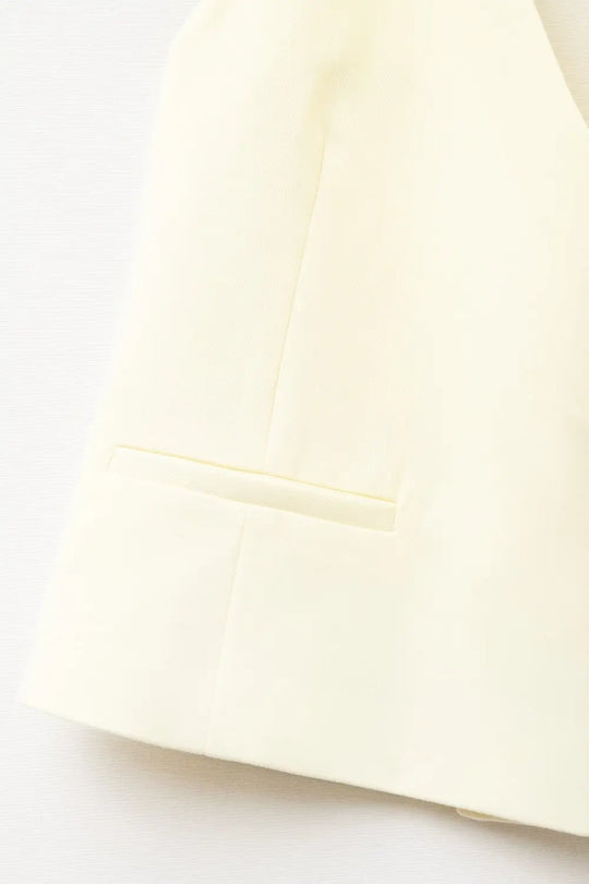 Yellow wrap vest with detailed gold button - Tops