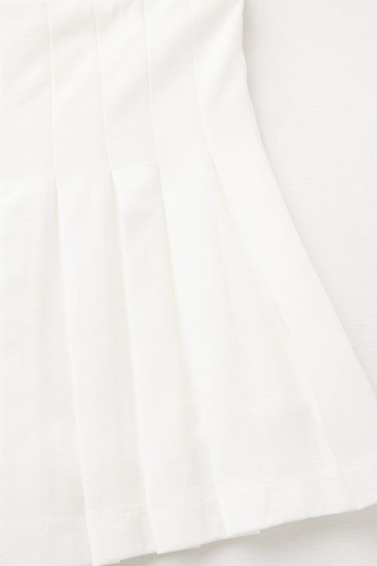 white pleated mini skirt