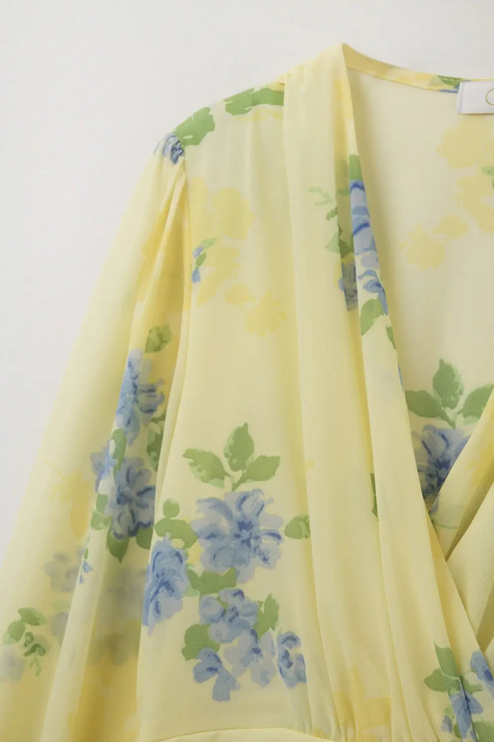 Butter yellow spring mini dress with ruched design - Dresses