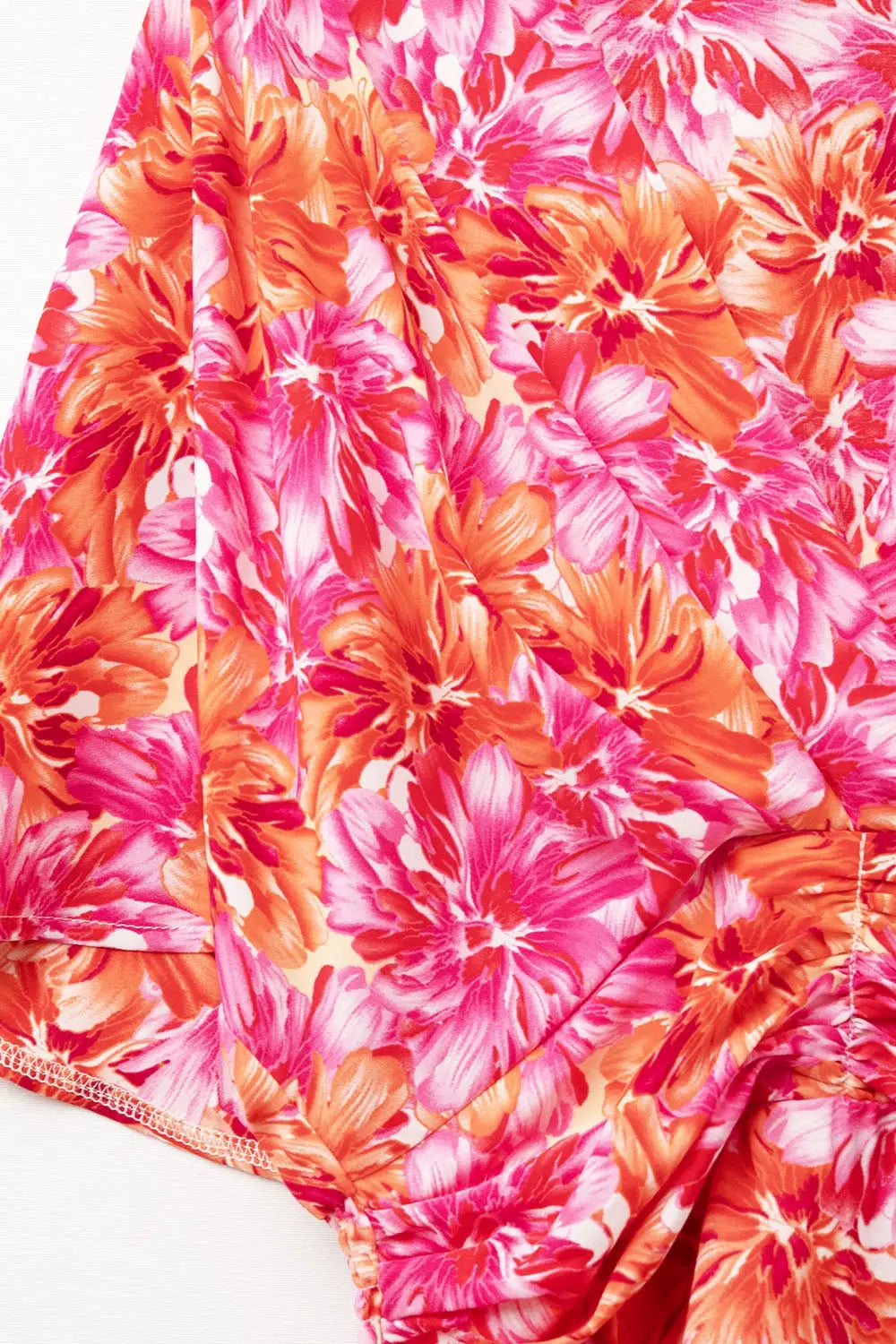 Floral printed Dress With Pink Orange and Red Tones - Dresses