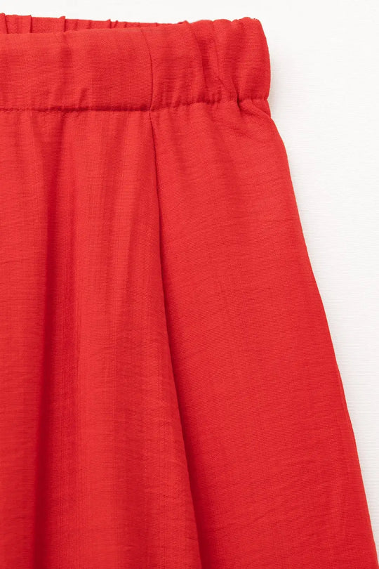 Red pants with wide leg in light viscose fabric - Pants