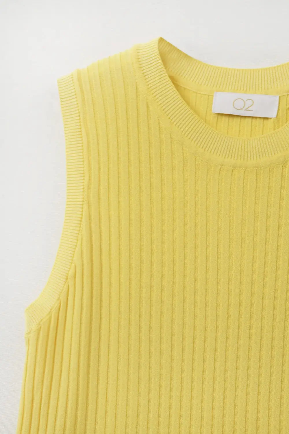 Yellow Sleeveless Ribbed Knit Top - YELLOW / ONE - Tops