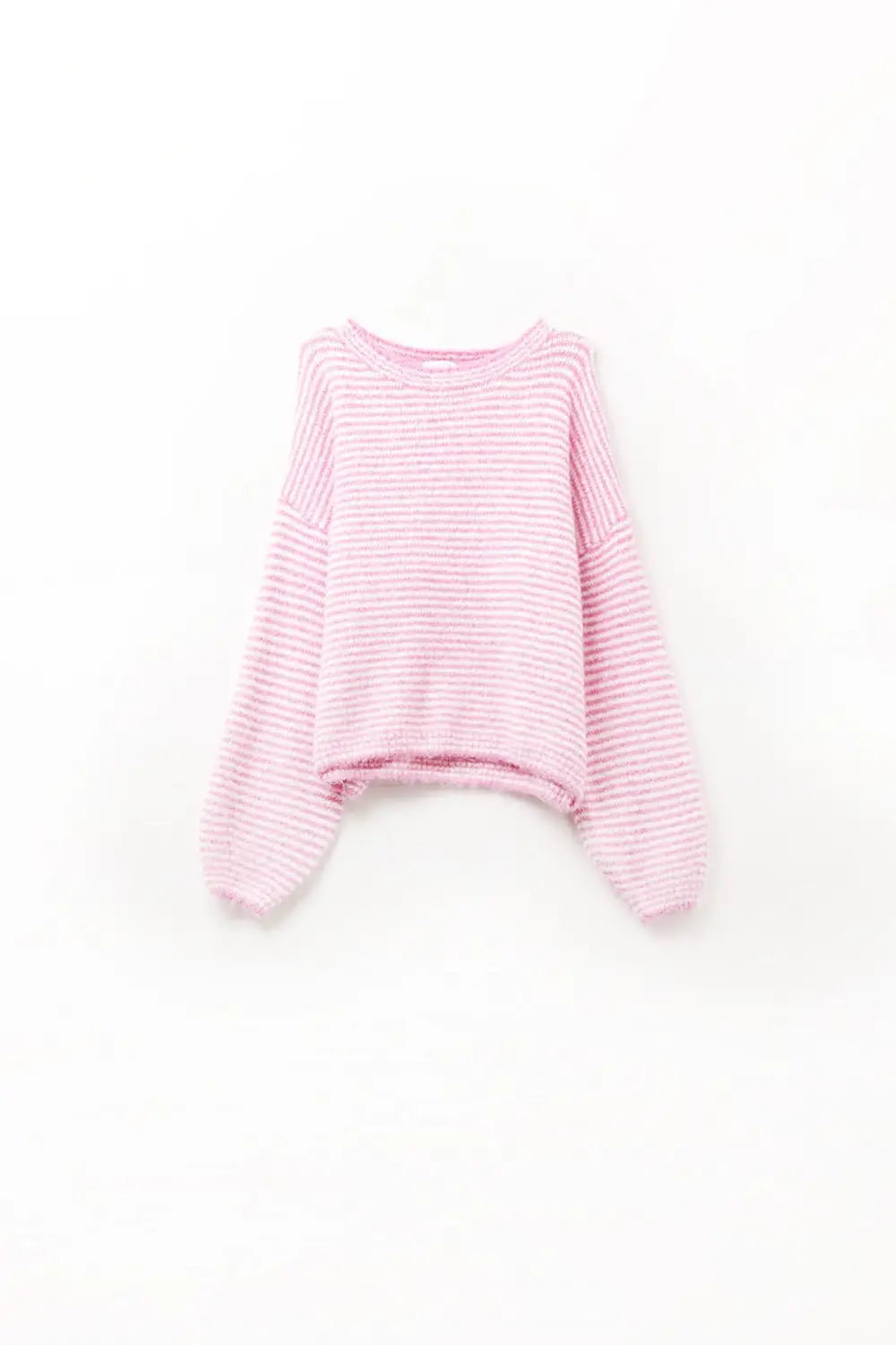 Sweater in Pink With White Stripes - PINK / ONE - Sweaters