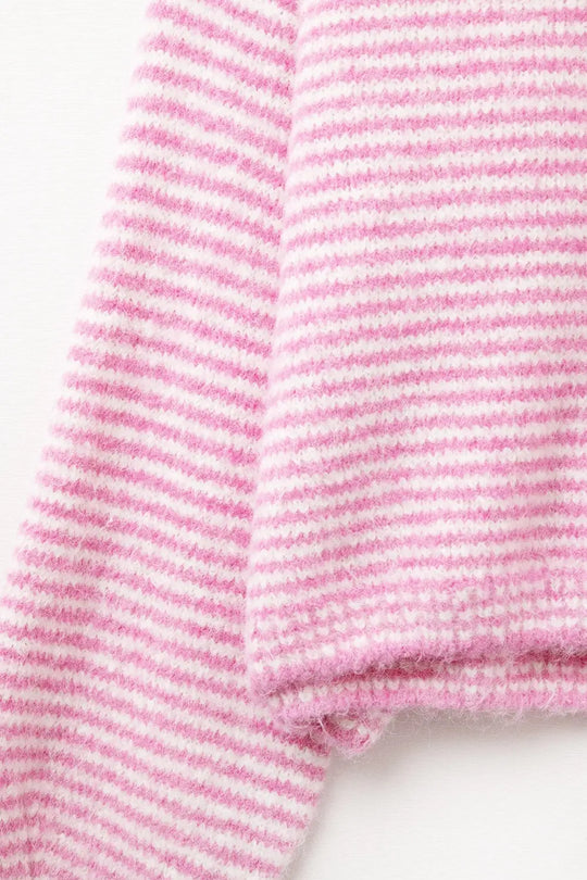 Sweater in Pink With White Stripes - PINK / ONE - Sweaters