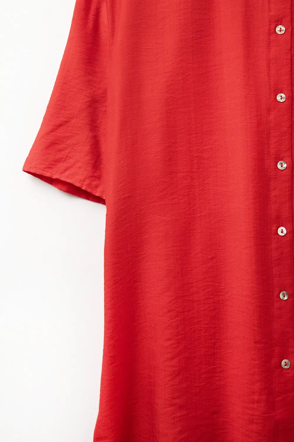 Red shirt with short sleeves and pleat on the sleeve - Shirts
